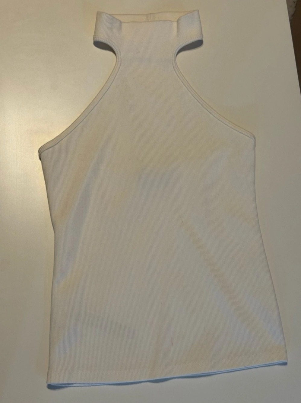 MNG Ribbed Halter Tank in White Size Medium Like New